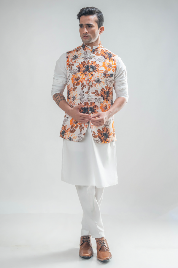 Coral Printed Bundi