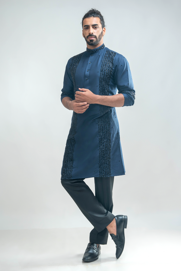 Navy Embroidered Kurta